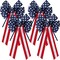 4 Pcs Large Patriotic Star Bows 4th of July Decor Bow Blue White and Red Stripes and Stars Bows for Independence Day 4th of July Indoor Outdoor Patriotic Decorations